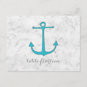 Turquoise Rustic Ancre Numéro de table Carte posta