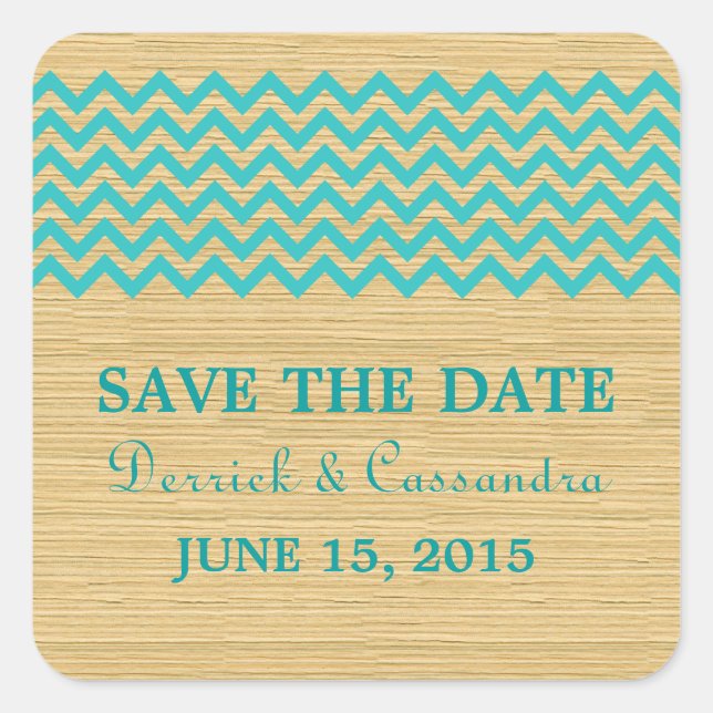 Turquoise Rustic Chevron Enregistrer les stickers  (Devant)