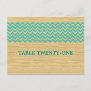 Turquoise Rustic Chevron Numéro de table Carte pos