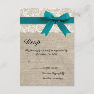 Turquoise rustique de carte du regard RSVP de