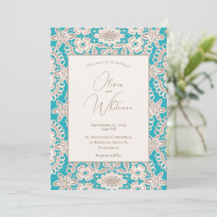 Turquoise Rustique dentelle Jaune Invitations Mari