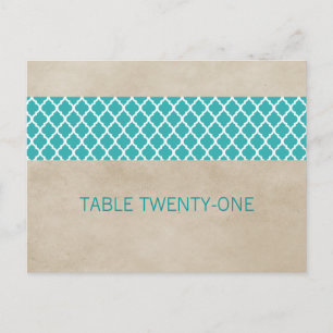 Turquoise Rustique Quatrefoil Numéro de table Cart