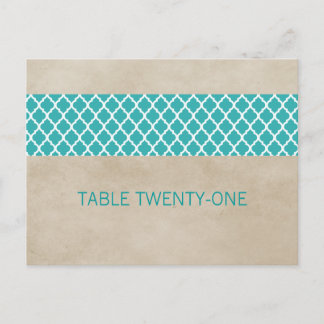 Turquoise Rustique Quatrefoil Numéro de table Cart