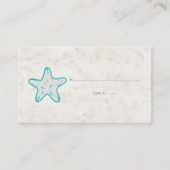 Turquoise Rustique Starfish Mariage Cartes de Plac (Devant)
