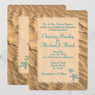 Turquoise Sandy Beach Wedding Invitation