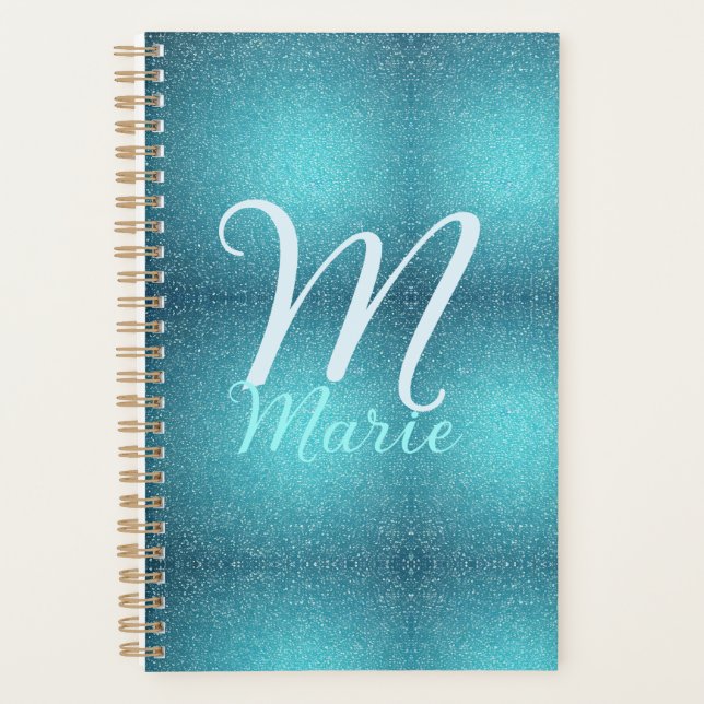 Turquoise sarcelle agate aqua monogramme ajouter l (Devant)