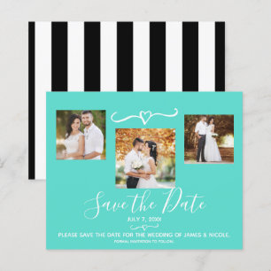Turquoise Sarcelle & Rayures Noires Photo Enregist