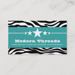 Turquoise Sassy Star Zebra Print Carte de visite