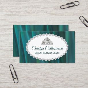 Turquoise Satin Beauty Pageant Coach Carte de visi