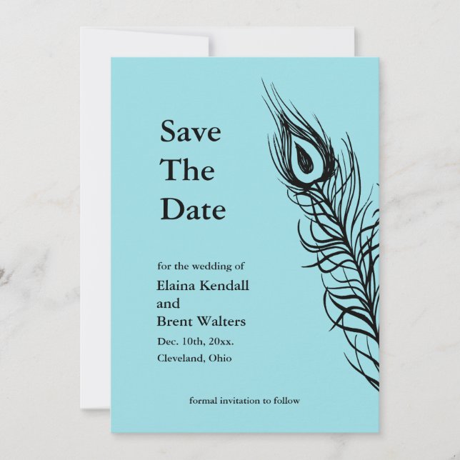 Turquoise Secouez vos plumes Save the Date (Devant)