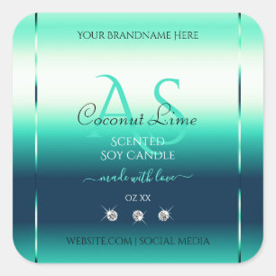 Turquoise Shimmery Produit Étiquettes Diamants et