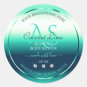 Turquoise Shimmery Produit Étiquettes Diamants et