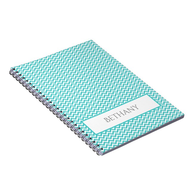 Turquoise simple Chevron Carnet personnalisé (Côté Droit)