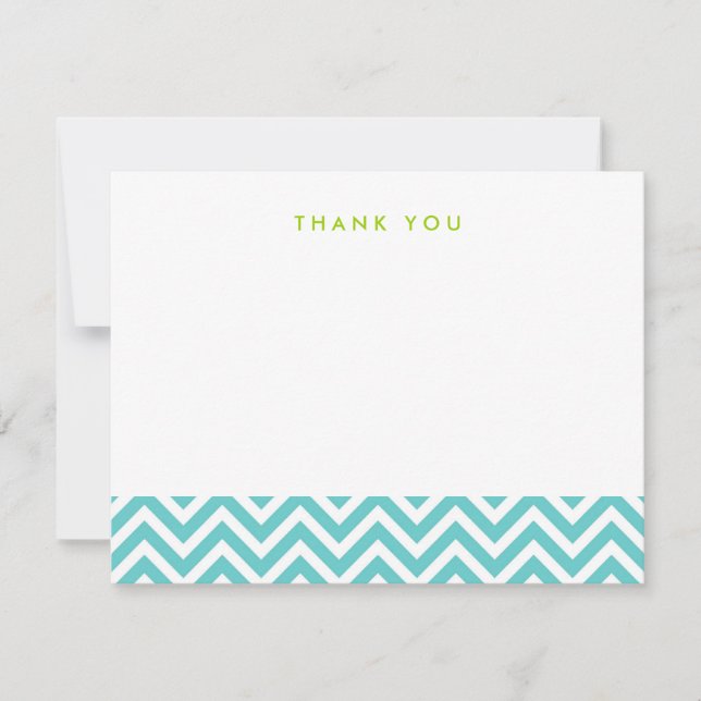 Turquoise Simple Chevron Thank You Note Cartes (Devant)
