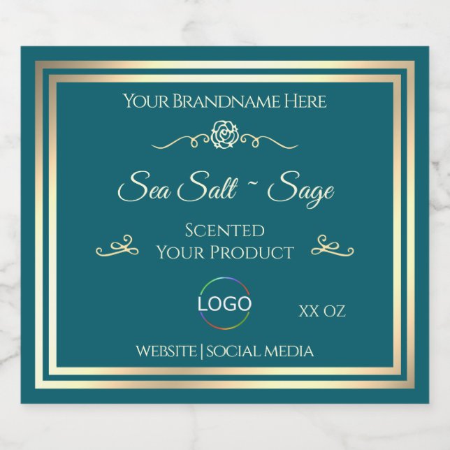 Turquoise Smart Dark Produit Étiquette Gold Frame  (Étiquettes simples)