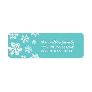 Turquoise Snowflakes Étiquettes de adresse personn
