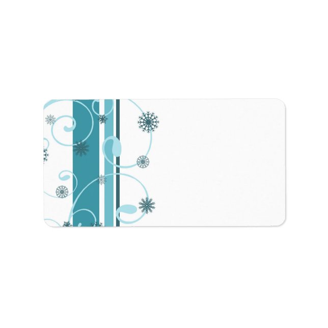 Turquoise Snowflakes Étiquettes de Noël (Devant)