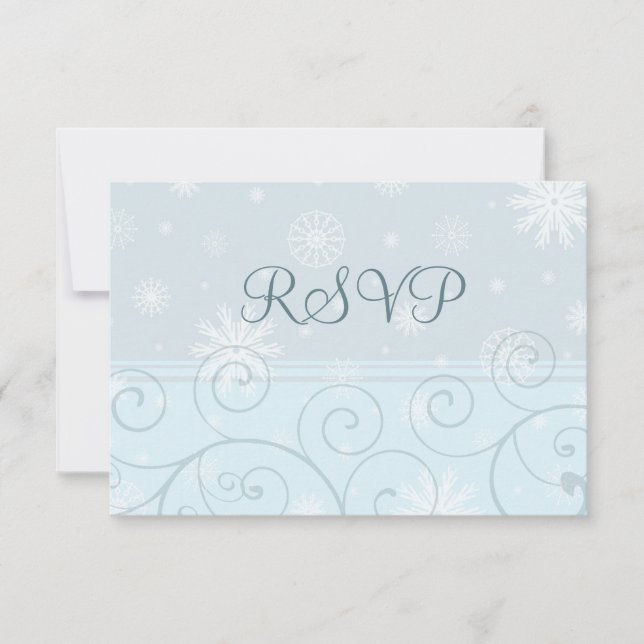 Turquoise Snowflakes Noël Mariage Cartes RSVP (Devant)