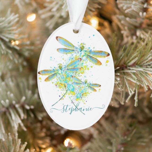 Turquoise Splatter Dragonfly personnalisée (Arbre)