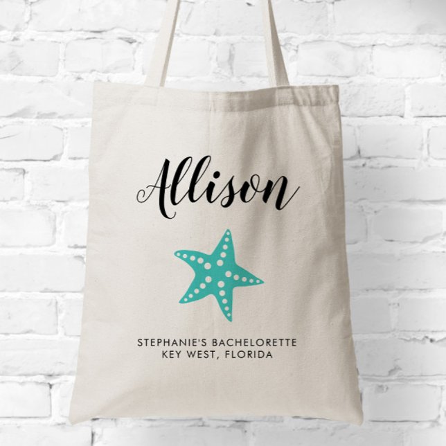Turquoise Starfish Bridesmaid Sac fourre-tout pour (Créateur téléchargé)