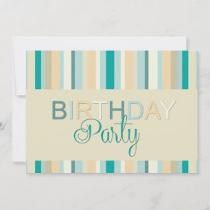 Turquoise Stripes Invitation de fête d'anniversair