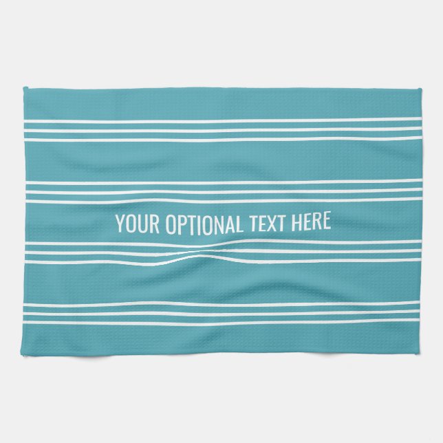 Turquoise Stripes serviette de cuisine personnalis (Horizontal)