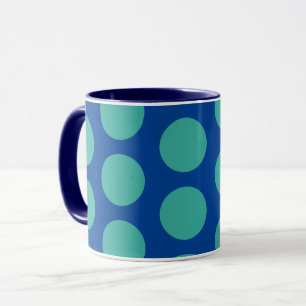 Turquoise sur Blue Polka Dot Art Mug Cup
