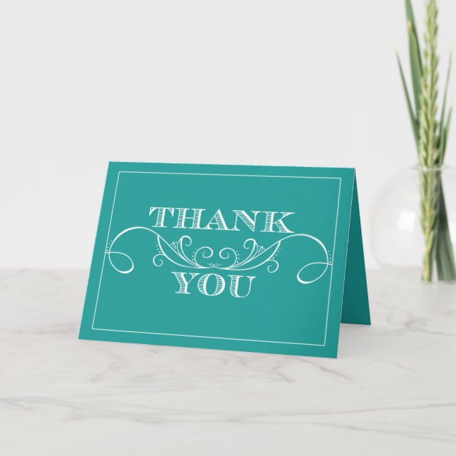 Turquoise Swirl Mariage Merci Cartes (Devant)