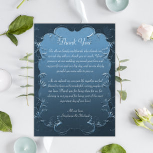 Turquoise Swirls Vintage Wedding Carte de remercie
