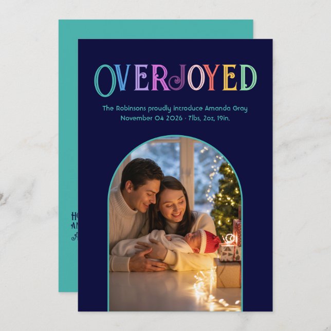 Turquoise Tide Xmas Baby Faire-part de naissance P (Devant / Derrière)