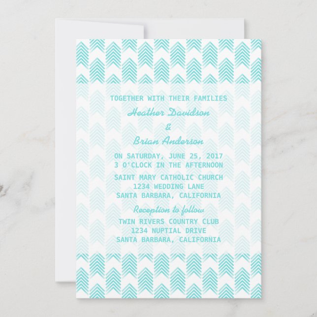 Turquoise Tribal Arrows Mariage Invitation (Devant)