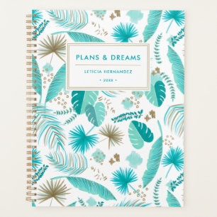 Turquoise Tropical Feuille Motif personnalisé