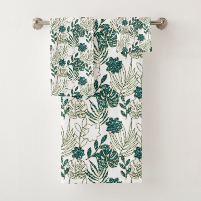 Turquoise Tropical Monstera Botanique Blanc Feuill (En situation)