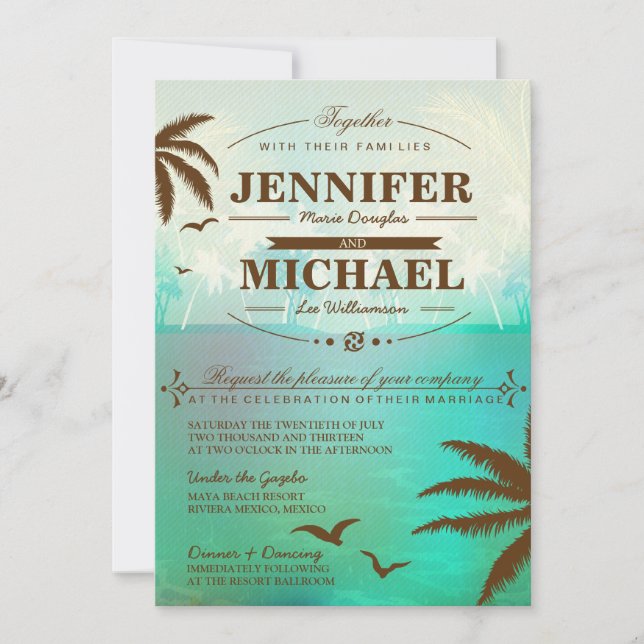 Turquoise tropical Plage Pittoresque Invitations d (Devant)