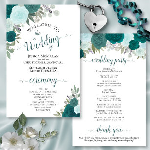 Turquoise & Turquoise Floral Budget Wedding Progra