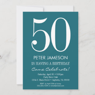 Turquoise Turquoise Moderne Adulte Invitations d'a
