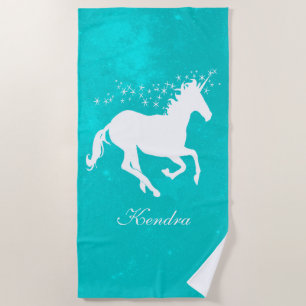 Turquoise Unicorn Serviette de plage personnalisée