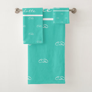 Turquoise vert blanc monogramme initiales nom du m
