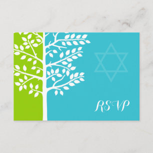Turquoise vert bleu arbre de vie Bat mitzvah RSVP
