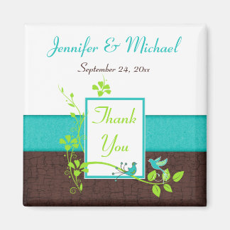 Turquoise Vert Brown Floral Mariage Faveur Aimant