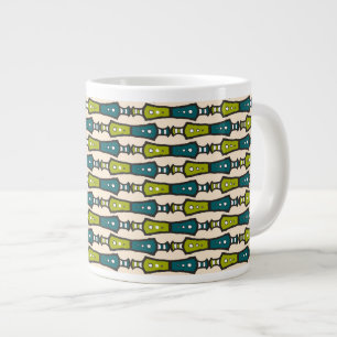 Turquoise vert crème noire Tribal Jumbo Coffee Mug