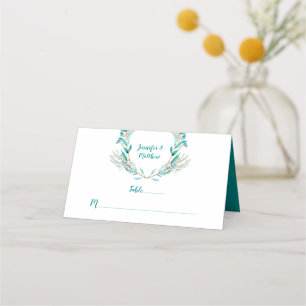 Turquoise Vert Cyprès Feuilles Branches Cartes de