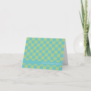 Turquoise Vert Damier Nom Personnalisé Rétro