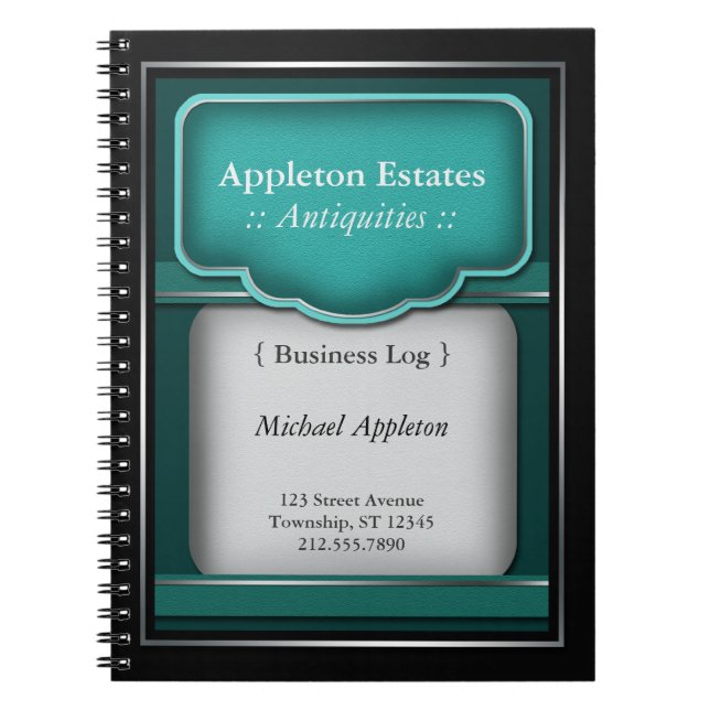 Turquoise vintage - Carnet d'affaires (Devant)