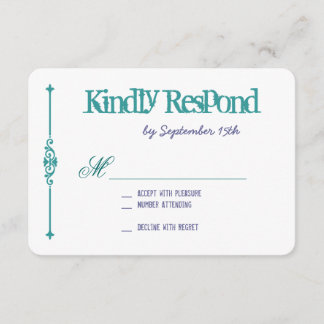 Turquoise Violet Typographie Mariage Cartes RSVP