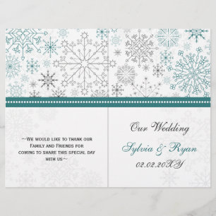 Turquoise White snowflakes mariage d'hiver