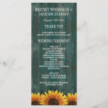Turquoise Wood Rustic Sunflower Programmes de mari<br><div class="desc">Country Turquoise Wood Rustic Sunflower Wedding Programs - présente un arrière - plan en bois de grange turquoise en mauvais état avec des tournesols au fond. Le dos est décoré de la même façon.</div>