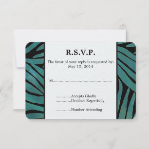 Turquoise Zebra Imprimer Mariage RSVP