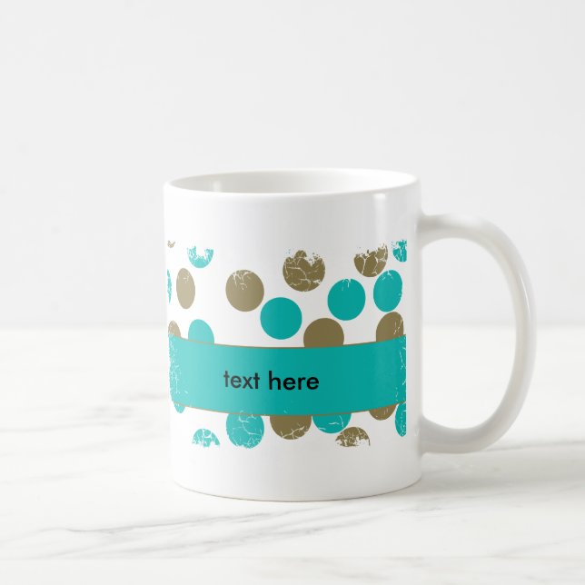 Turquoises points bleus et tans Mug frontalier en  (Droite)