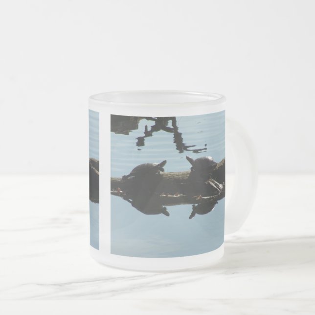 Turtle Friends Frosted Glass Mug (Devant droit)
